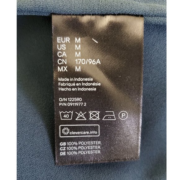 H&M Womens Dark Teal Boat Neck Crepe Dress with Tie M NWT - Picture 9 of 9